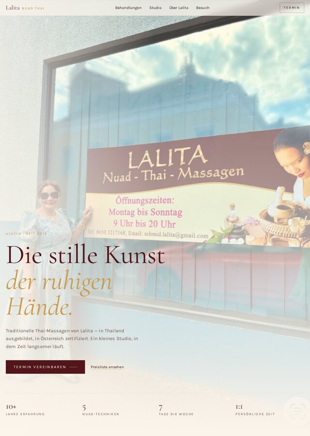 Screenshot der Website von Lalita Nuad Thai